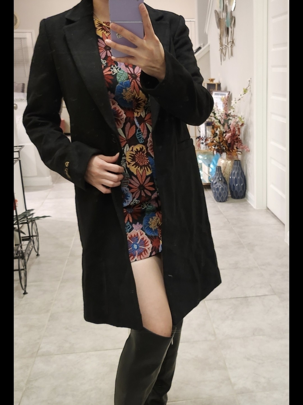 Black Cashmere Handmade Women's Long Blazer Coat/trench/jacket